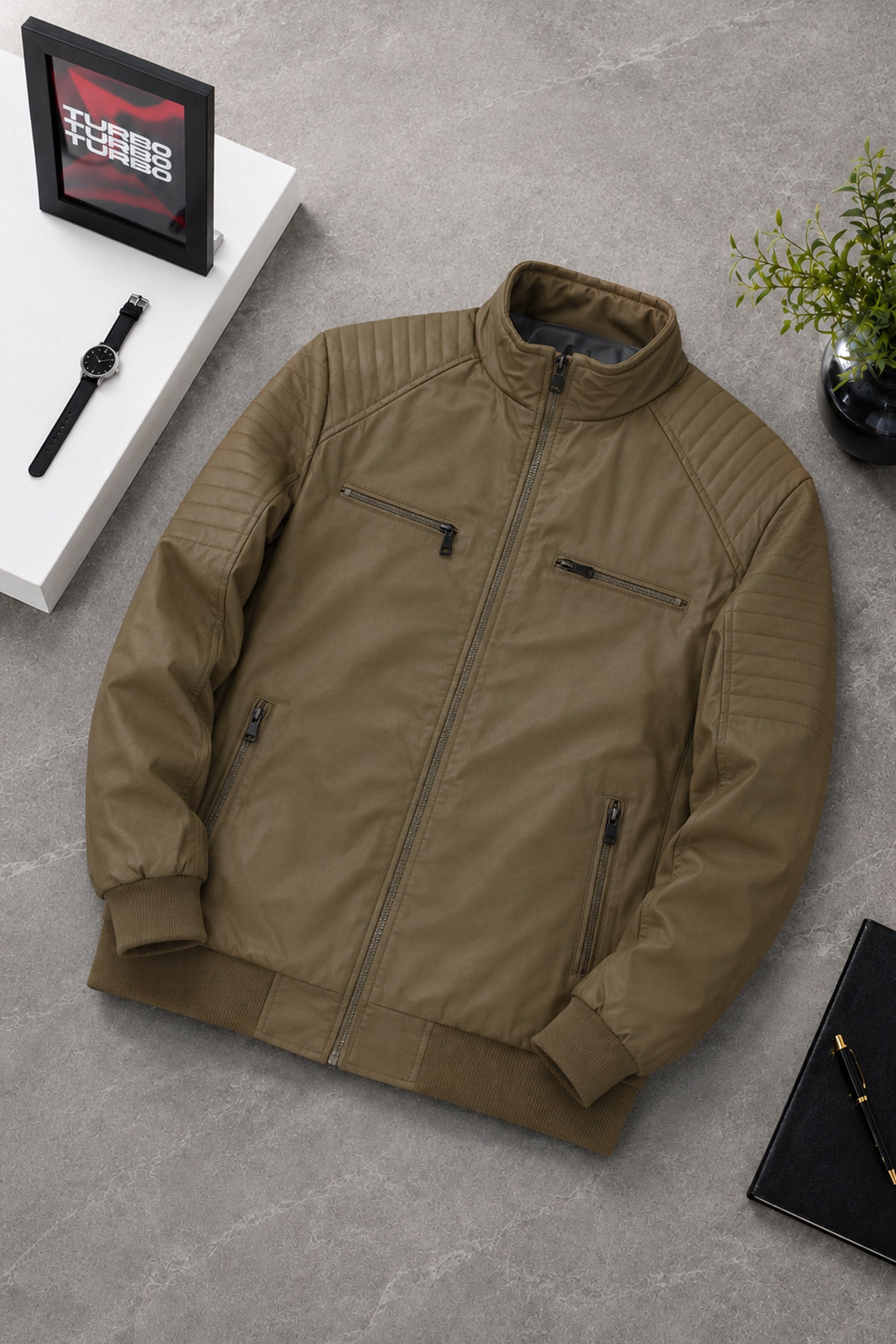 Men's Classic Padded Imported Parachute Puffer Jacket In Brown