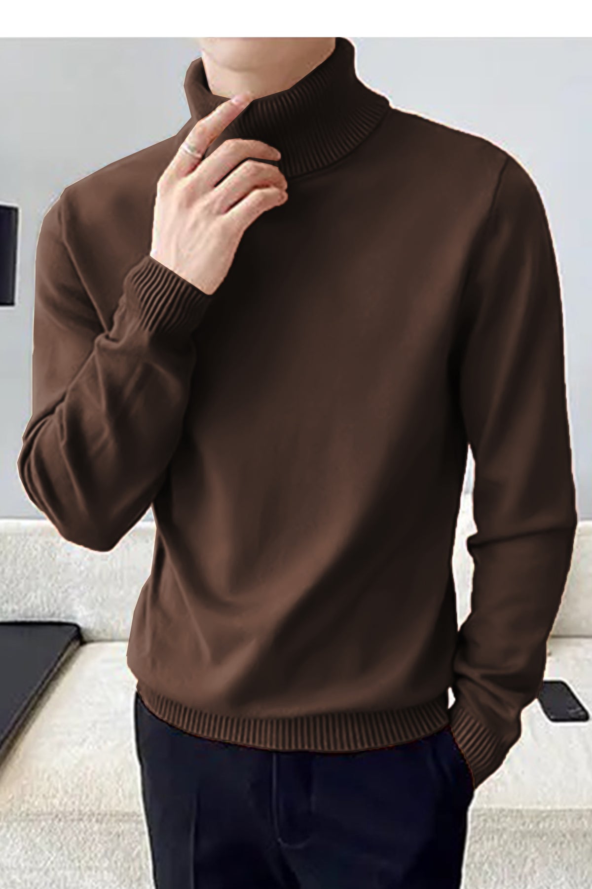 Turtleneck Cashmere High Neck In Chocolate