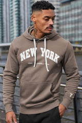 Turbo NY Aplic Print Fleece Hoodie In Brown