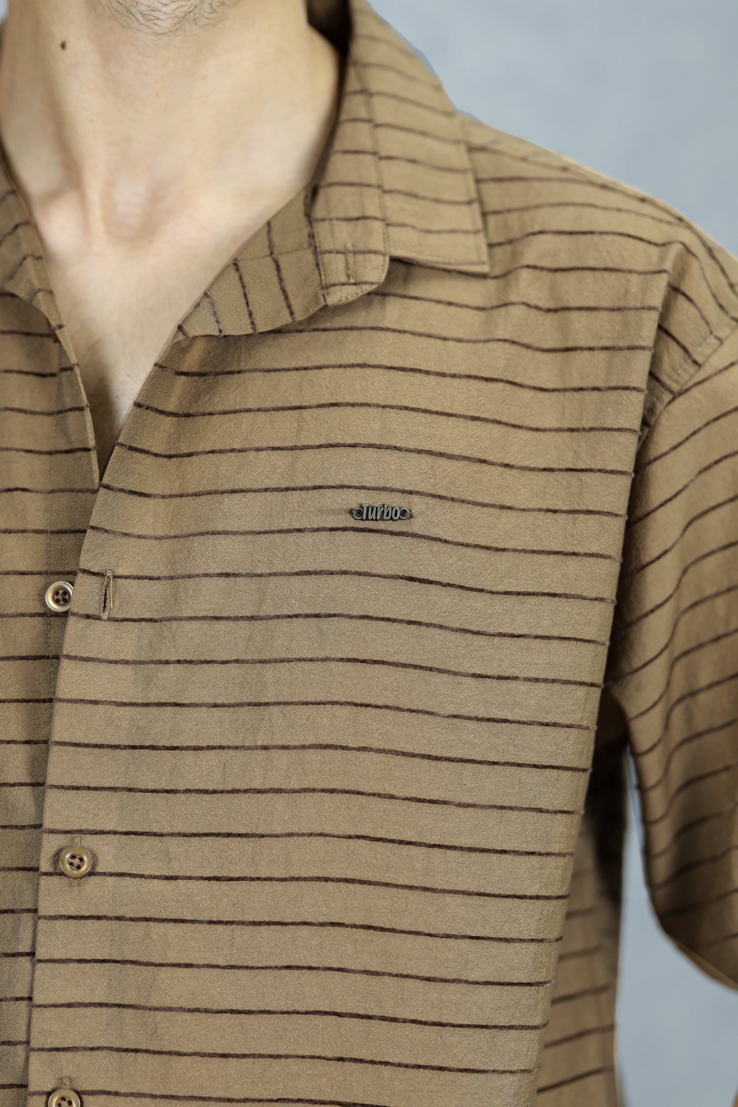 Turbo Snitch Striped Casual Shirt In Brown