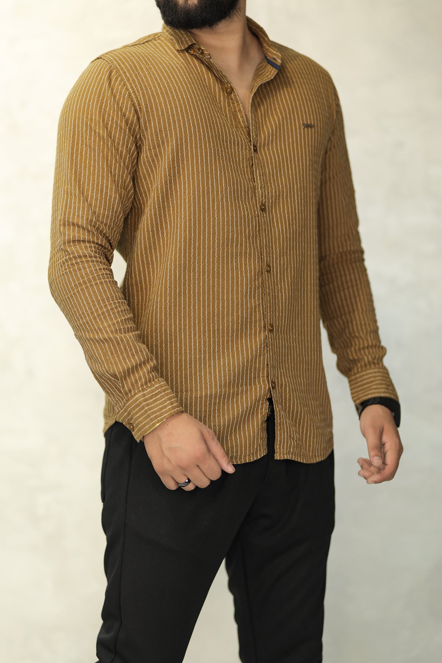 Turbo Lining Check Creation Long Sleeve Cotton Casual Shirt