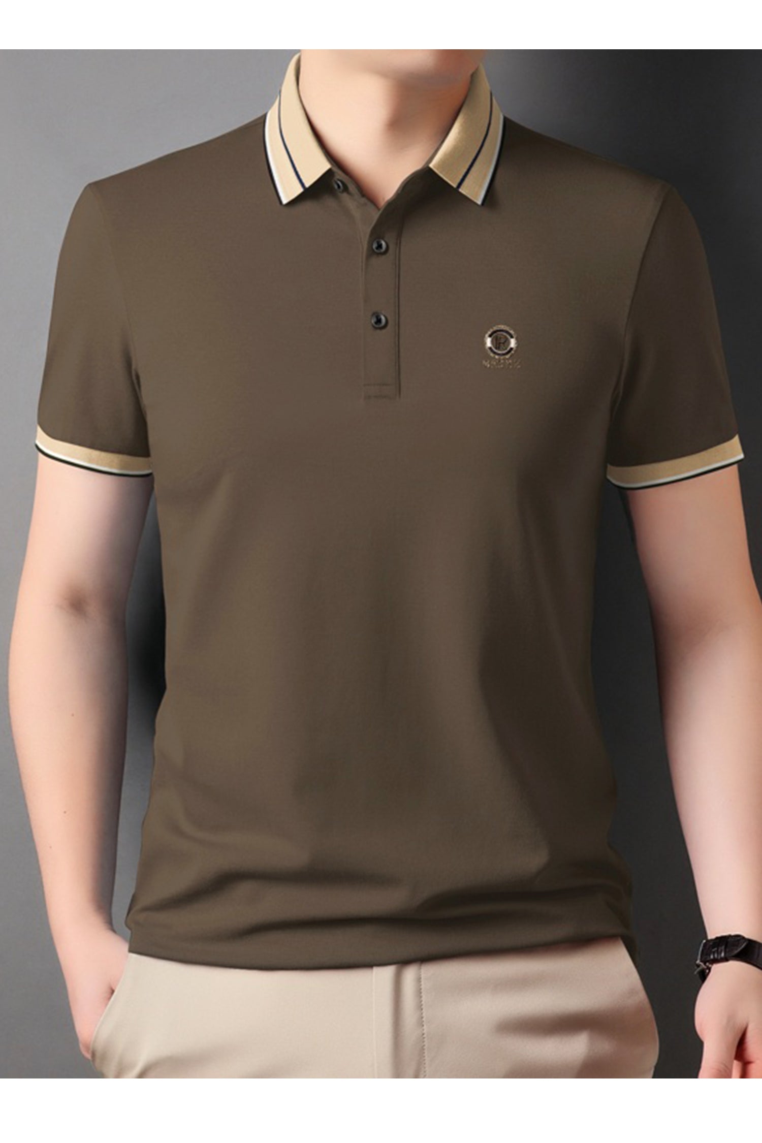 High End Letter Embroidered Men's Polo Shirt