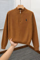 Polo Mock Neck Pullover Half-Knit Zip Imported Men's Jumper Sweater