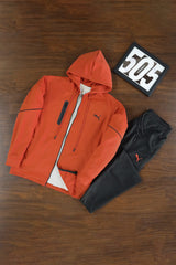 Pma Mens Vent Hooded Woven Zipper Tracksuit