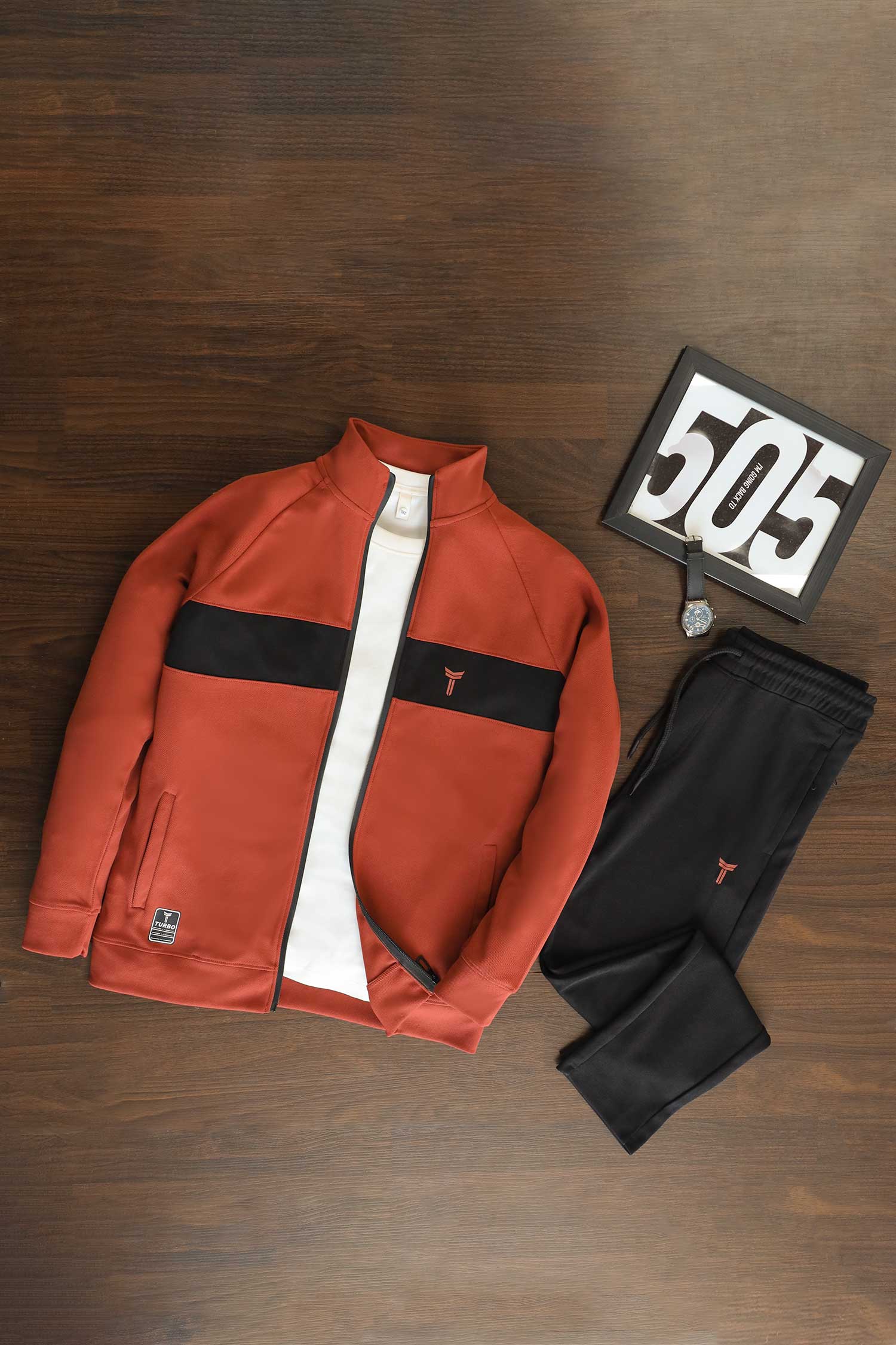 Turbo TrainFit Panel Mock Neck Zipper Tracksuit