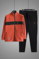 Turbo TrainFit Panel Mock Neck Zipper Tracksuit In Black&Rust