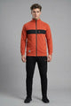 Turbo TrainFit Panel Mock Neck Zipper Tracksuit In Black&Rust