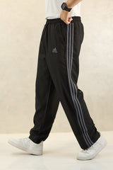 Adds Loose Bottom Zip Style Imported Sportswear Trouser in Black&Grey