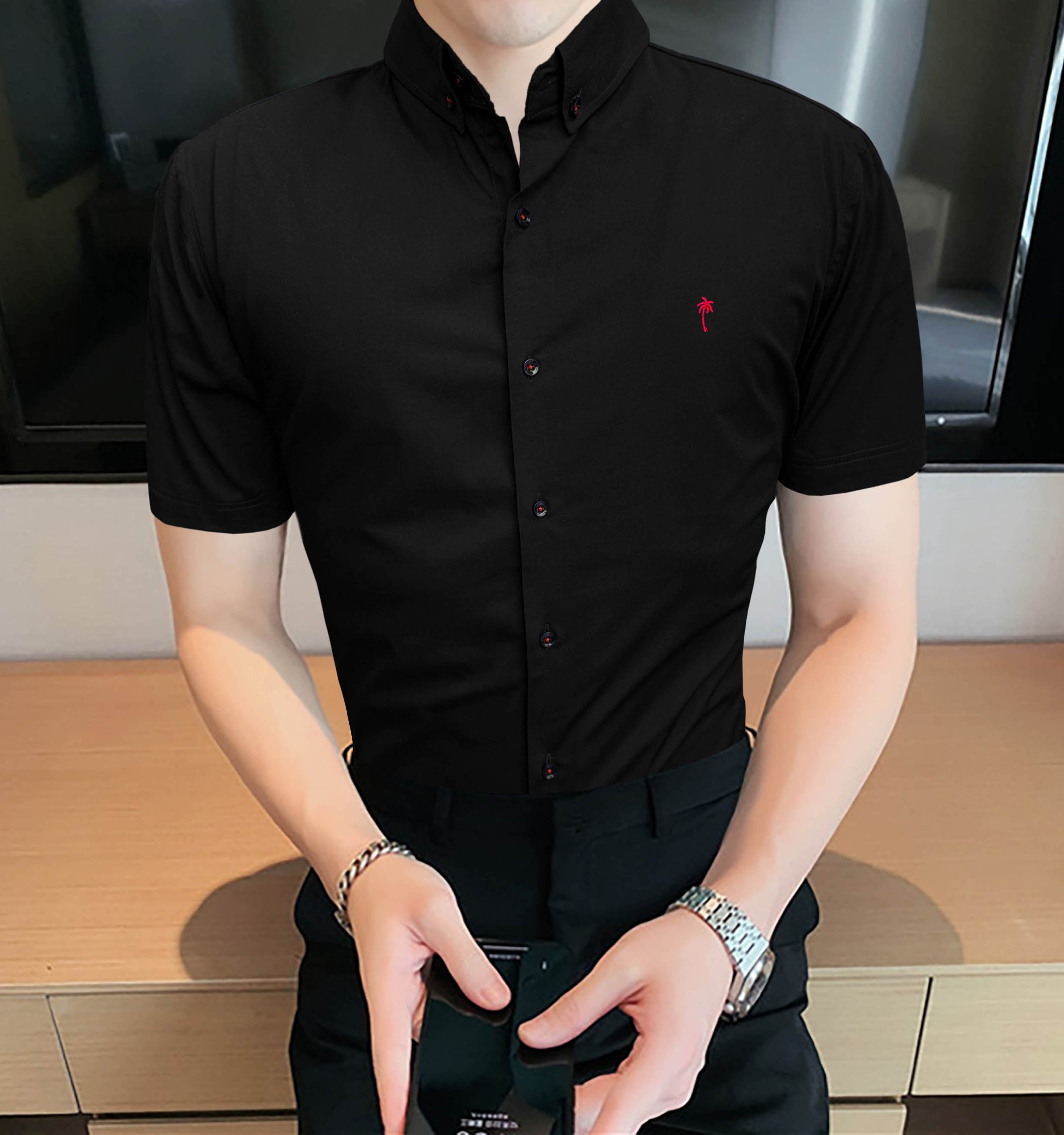 Plain Cotton Stretch Casual Shirt