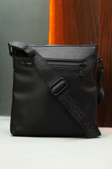 Armni Plain PU Leather Cross Body Bag in Black