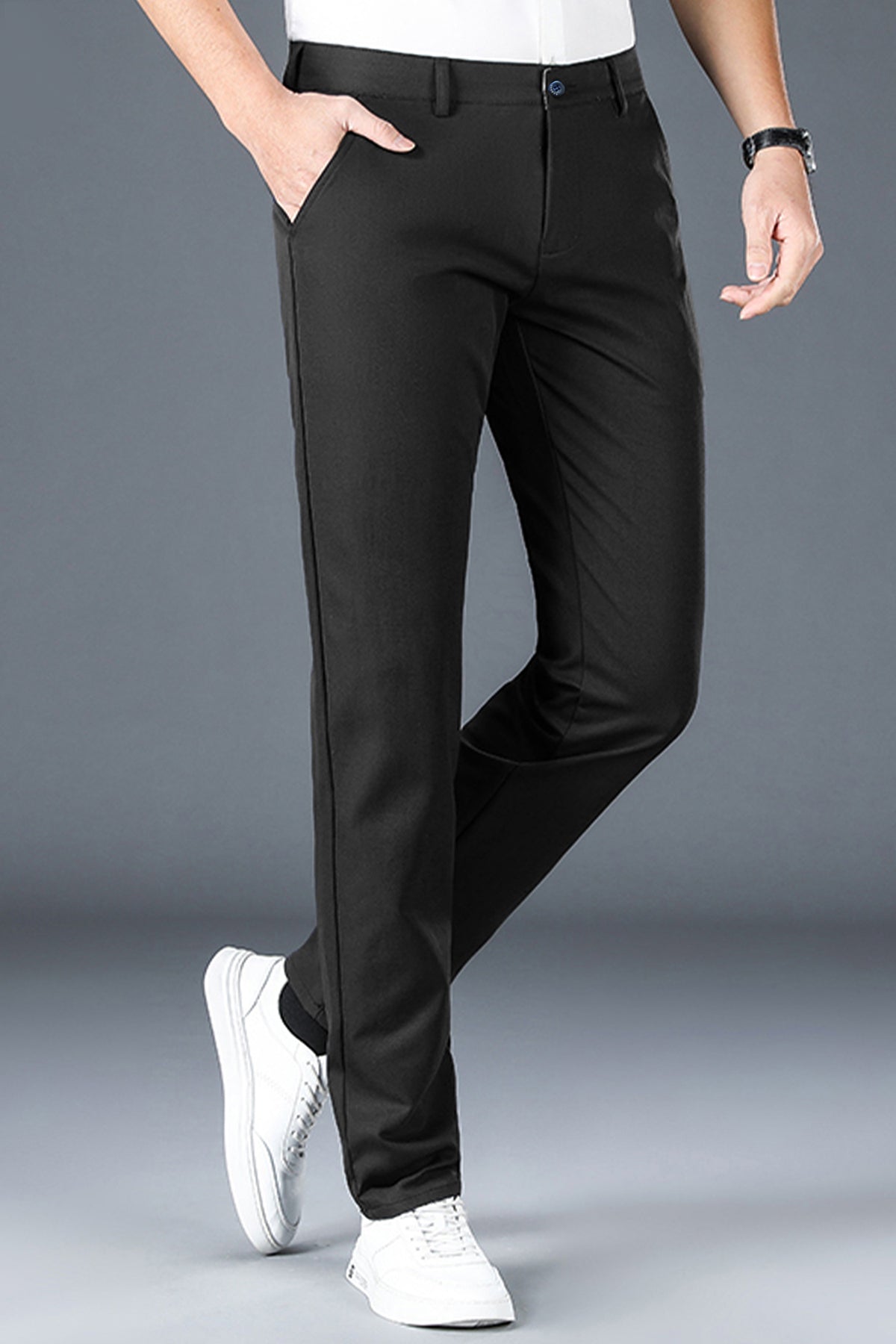 Personality Matched Slim fit Cotton Pant In Black