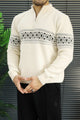 Men's Chunky Half Zipper Knit Imported Rabbit Wool Men's Sweater In Cream