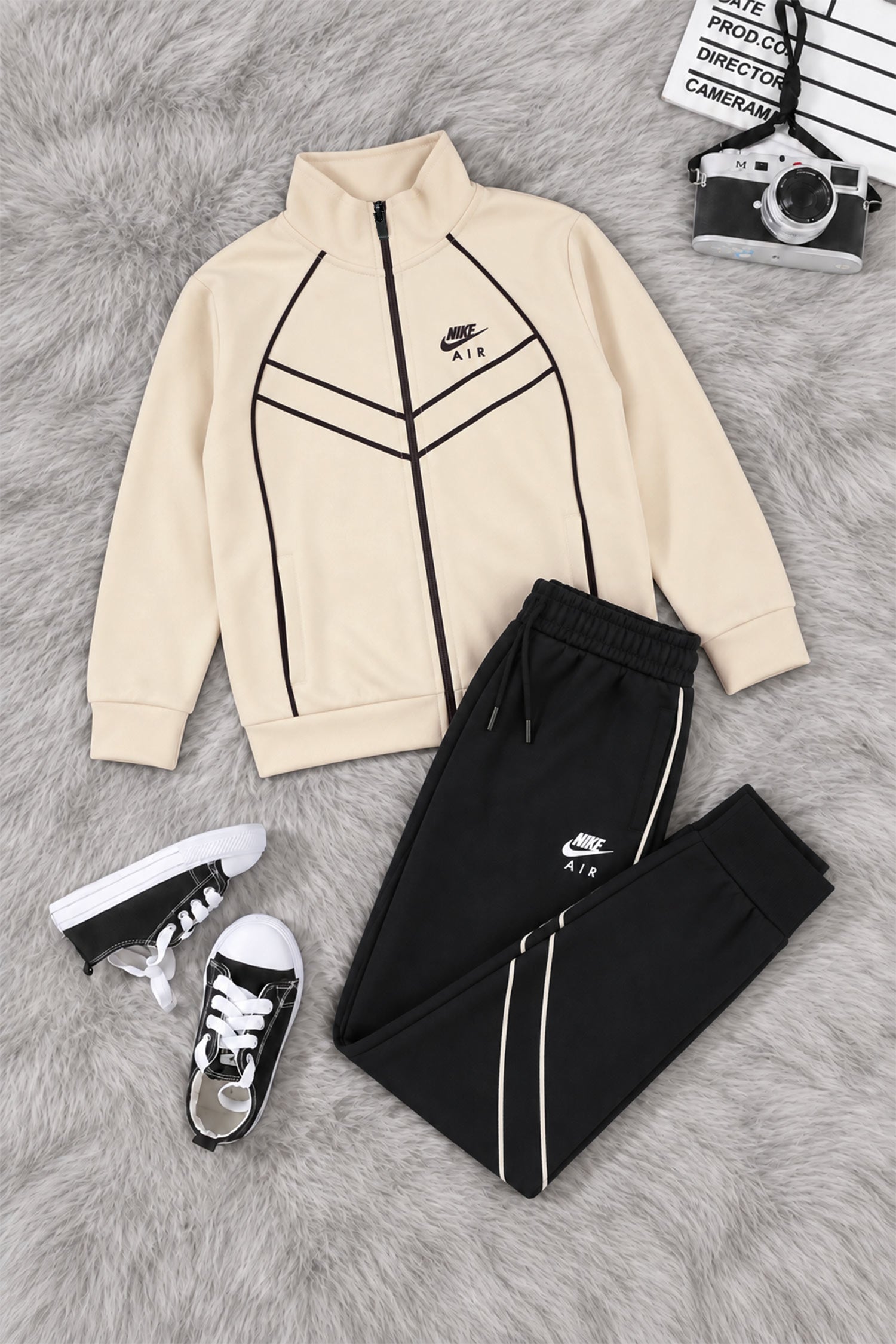 Nke Performance Runner Zipper Kid's Co-Ord Set In Cream