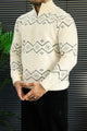 Men's Geometric Pattern Half-Zip Knit Imported Rabbit Wool Men's Sweater