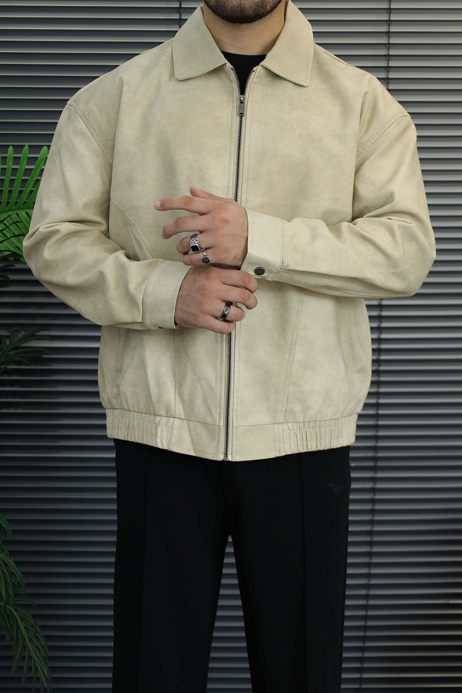 Turbo 90's Vintage Street-Wear Imported Leather Jacket In Cream