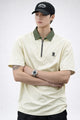 Turbo Contrast Collared Style Polo T-Shirt In Cream