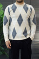Vintage Argyle Pullover Imported Round Neck Rabbit Wool Men's Sweater