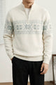 Fair Isle Pattern Half Knit Zipper Imported Rabbit Wool Men's Sweater