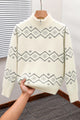 Men's Geometric Pattern Half-Zip Knit Imported Rabbit Wool Men's Sweater