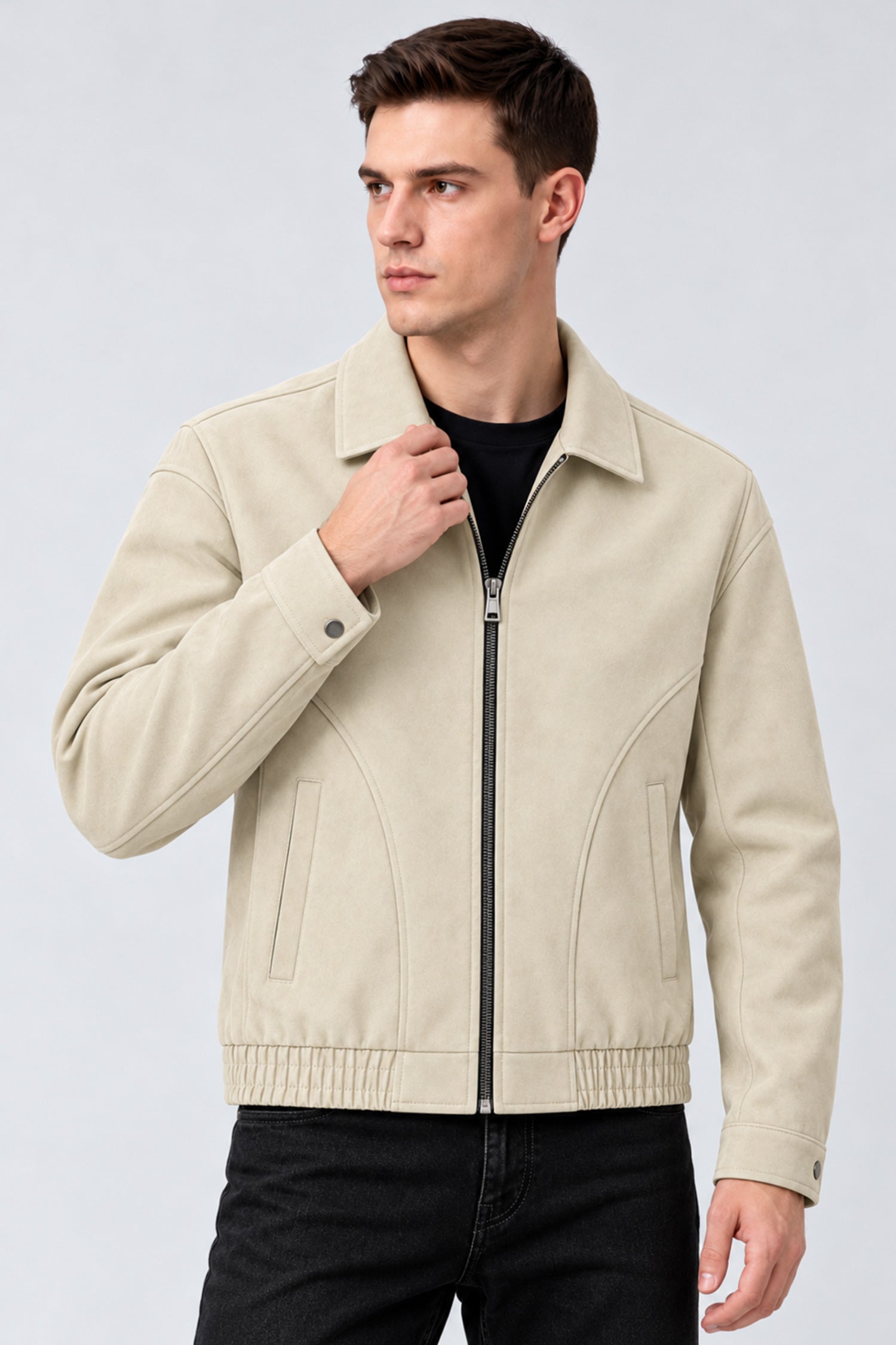 Turbo 90's Vintage Street-Wear Imported Leather Jacket In Cream
