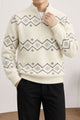 Men's Geometric Pattern Half-Zip Knit Imported Rabbit Wool Men's Sweater