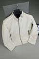 Regular Fit Suede Leather Jacket In Cream
