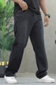 Turbo Casual Streetwear Denim Baggy Jeans In Charcoal Black