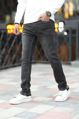 Elegant Feel Slim Fit Turbo Jeans In Charcoal Black