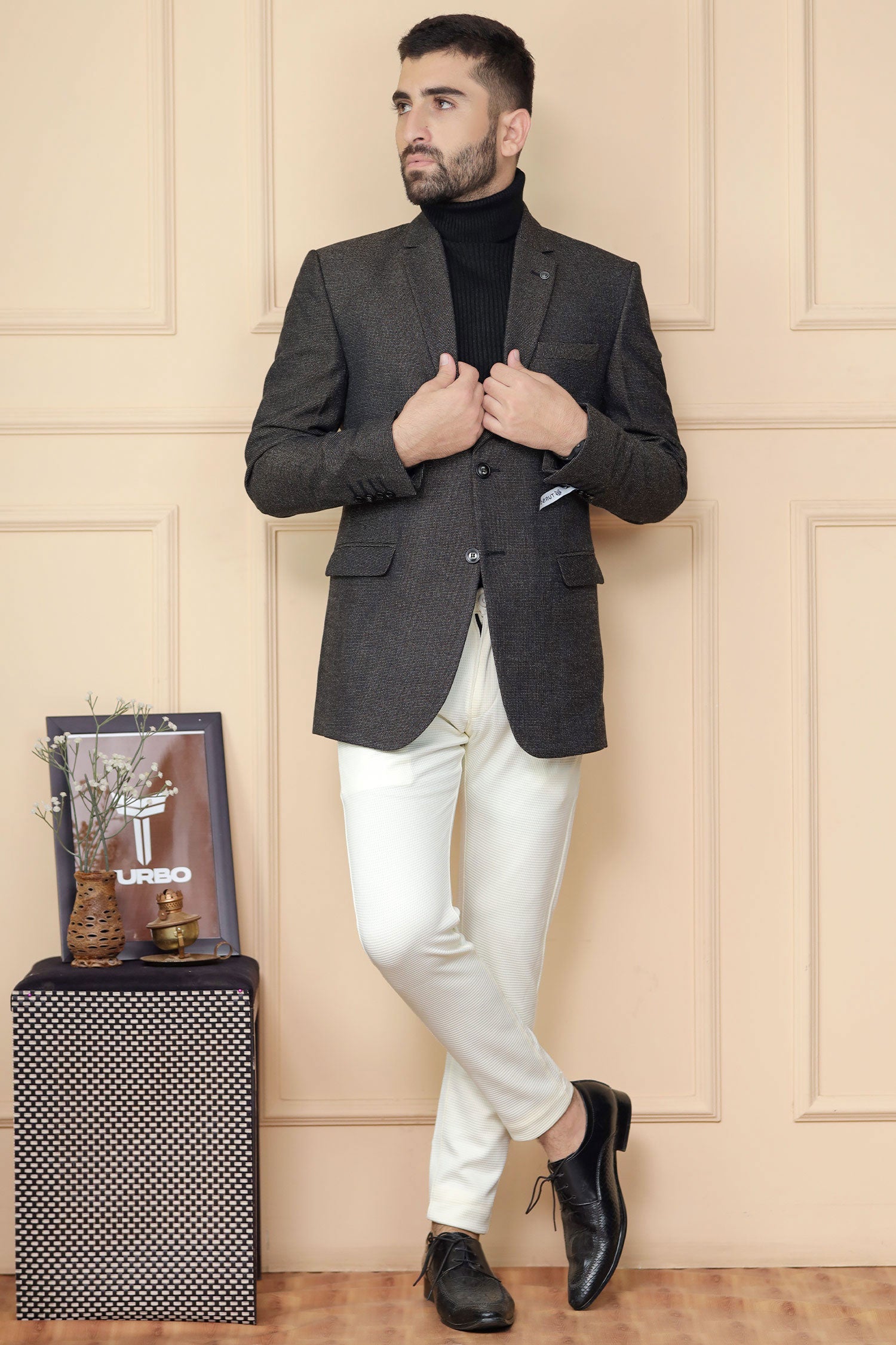 Classic Rich Sharp Texture Pattern Men Blazer