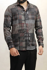 Turbo Checkered Crown Long Sleeve Cotton Casual Shirt