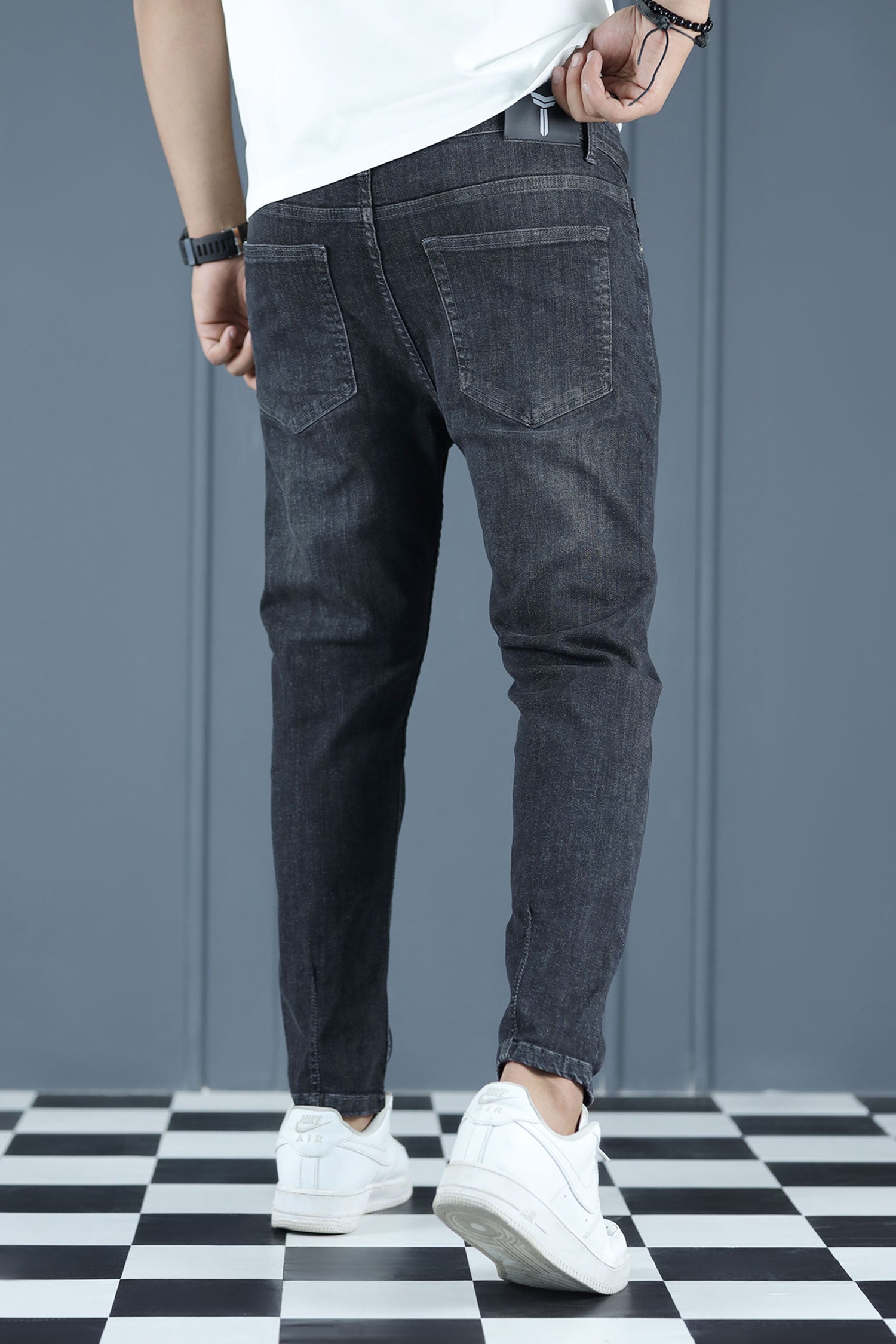 Flexline Fade Turbo Ankle Fit Jeans In Charcoal Black