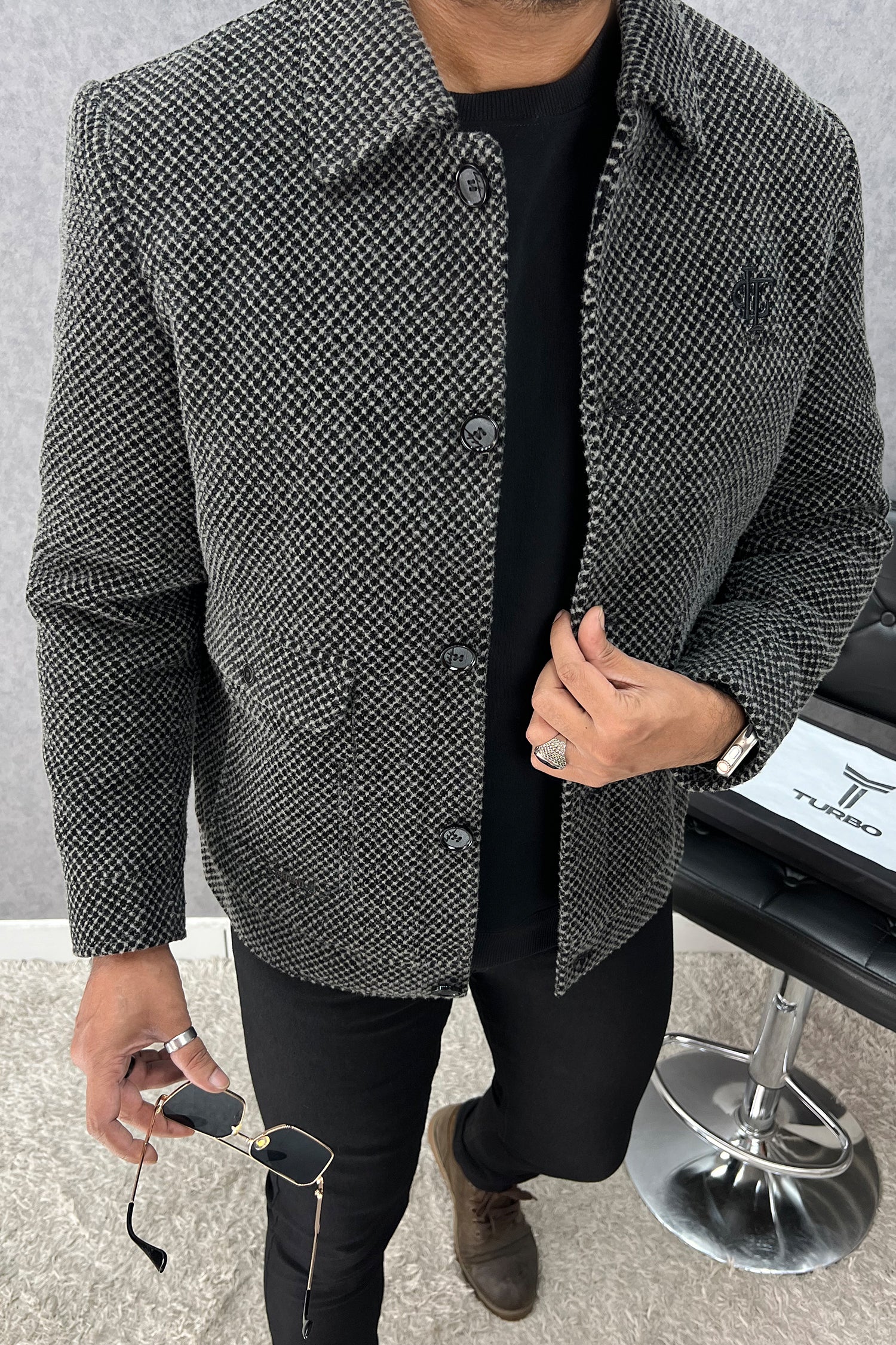 Geometric Pattern Imported Men's Woolen Jacket