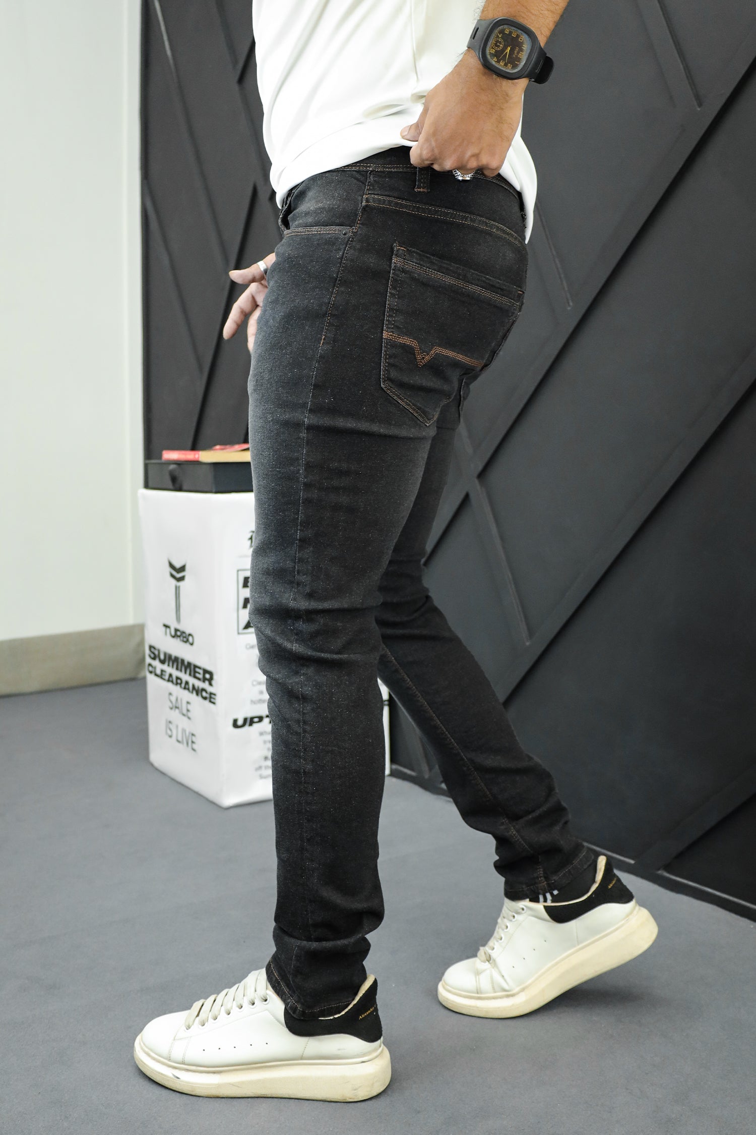 Slim Fit Premium Turbo Jeans in Charcoal black Charcoal Black 30