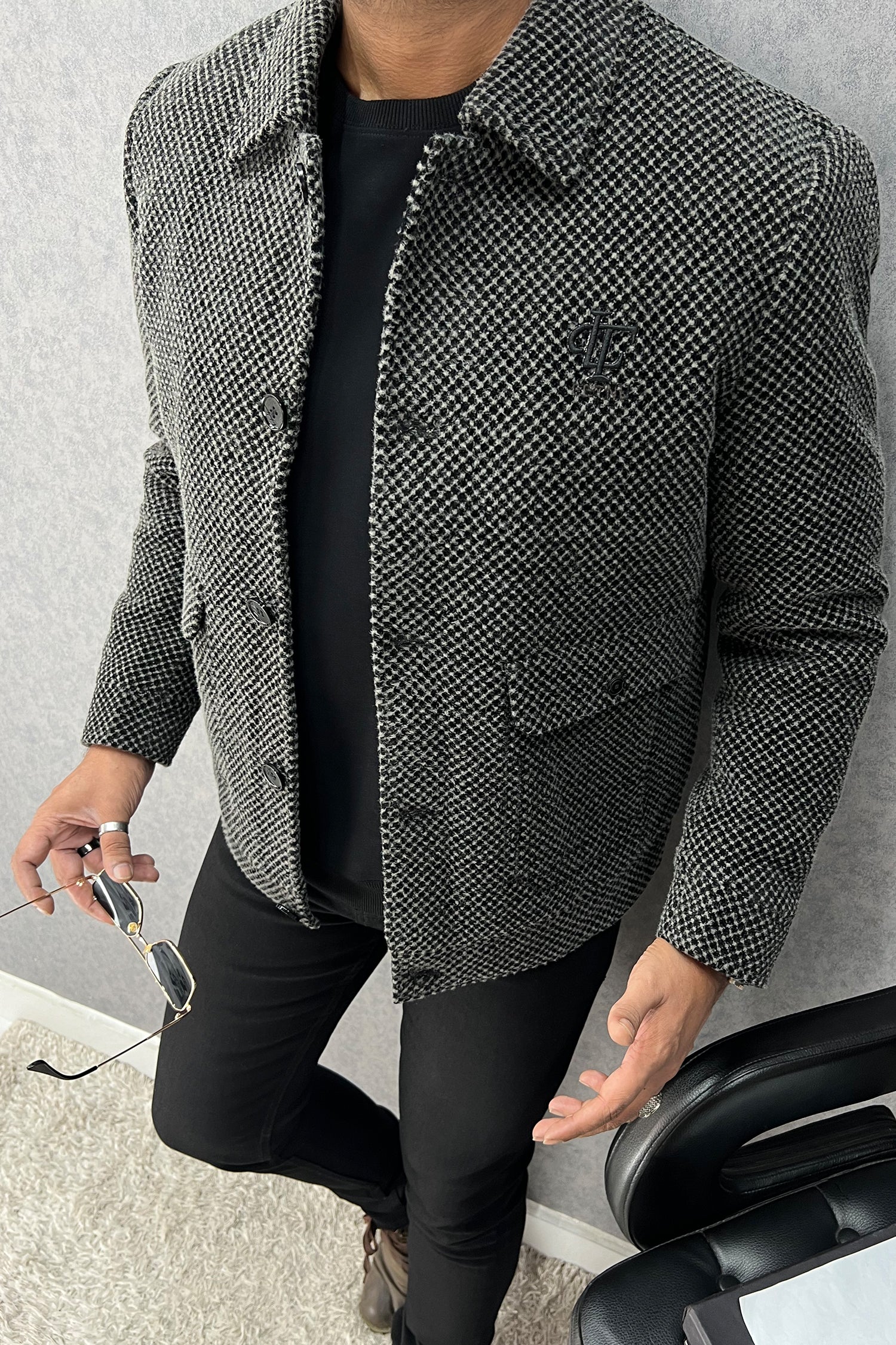 Geometric Pattern Imported Men's Woolen Jacket