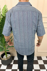 Turbo Down Box Collared Casual Shirt In Charcoal Blue