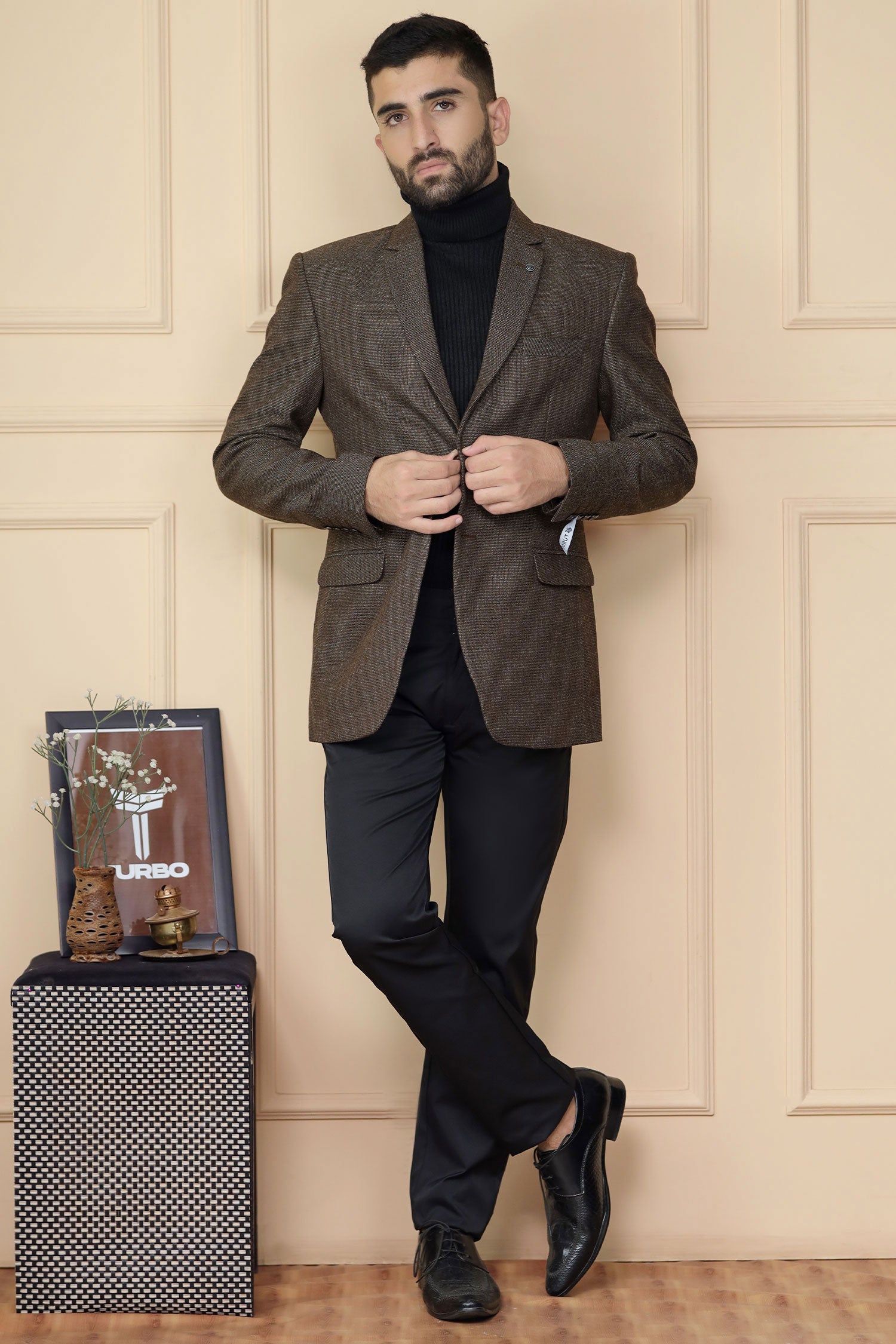 Classic Rich Sharp Texture Pattern Men Blazer