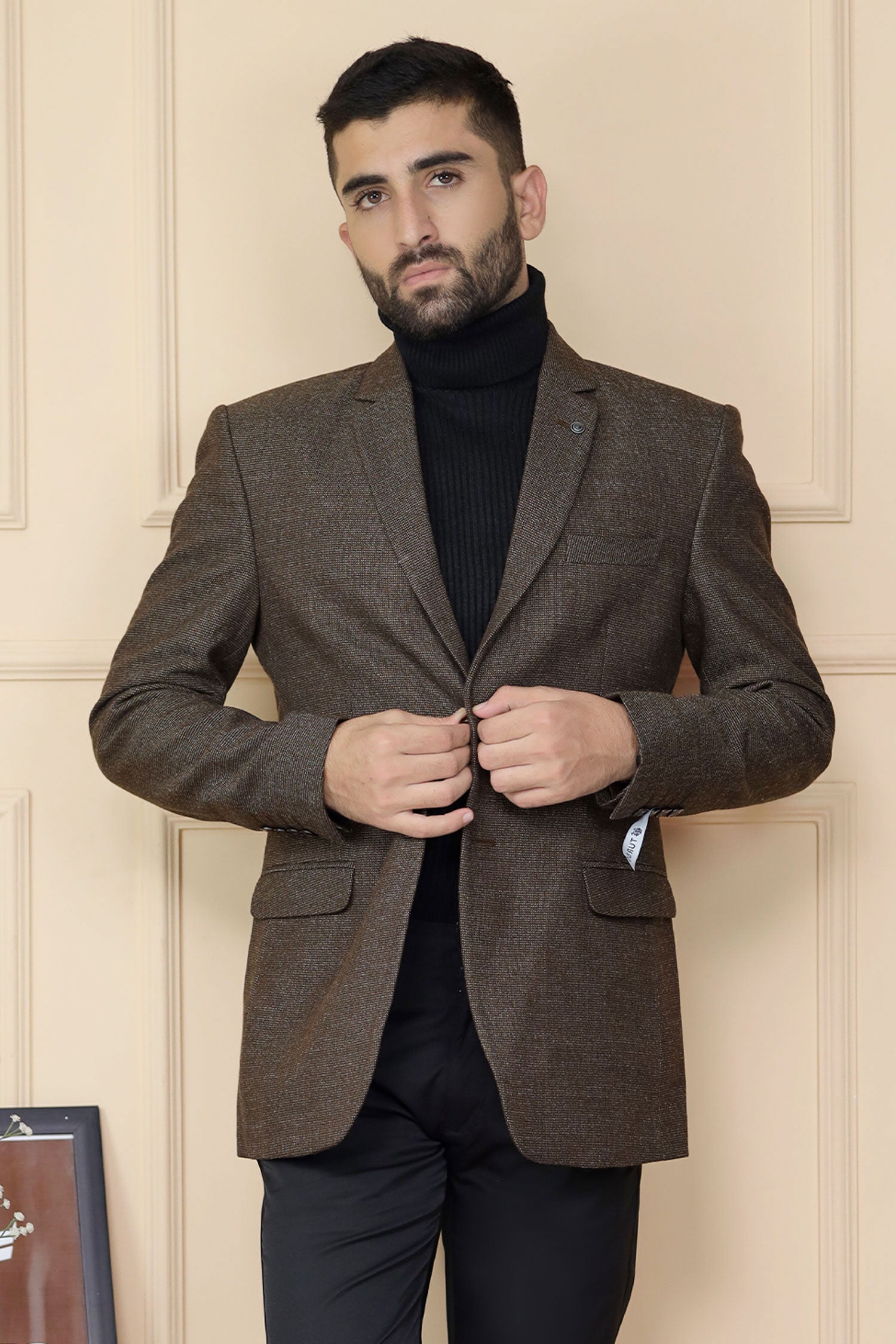 Classic Rich Sharp Texture Pattern Men Blazer