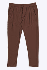 Turbo Elastic Classic Pleated Slimfit Trouser In Coffee Brown