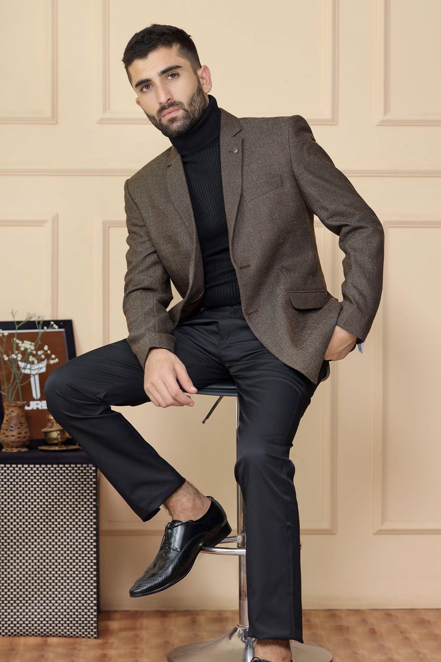Classic Rich Sharp Texture Pattern Men Blazer