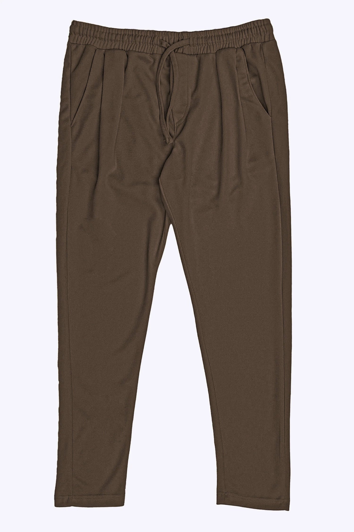 Turbo Elastic Classic Pleated Slimfit Trouser In Coffee Brown