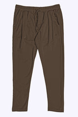 Turbo Elastic Classic Pleated Slimfit Trouser In Coffee Brown