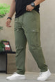 Men's Straight Fit Flap Pockets Cargo Trouser In Camo Green