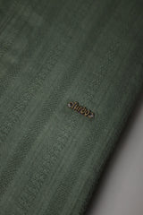 Turbo Self Stripe Motif Long Sleeve Cotton Casual Shirt In Camo Green