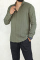 Turbo Self Stripe Motif Long Sleeve Cotton Casual Shirt