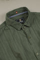 Turbo Self Stripe Motif Long Sleeve Cotton Casual Shirt In Camo Green
