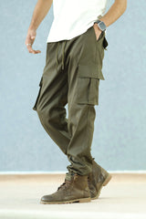 Turbo Vintage Grip Signature Imp Cotton Cargo Trouser In Camo Green