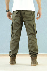 Turbo Vintage Grip Signature Imp Cotton Cargo Trouser In Camo Green