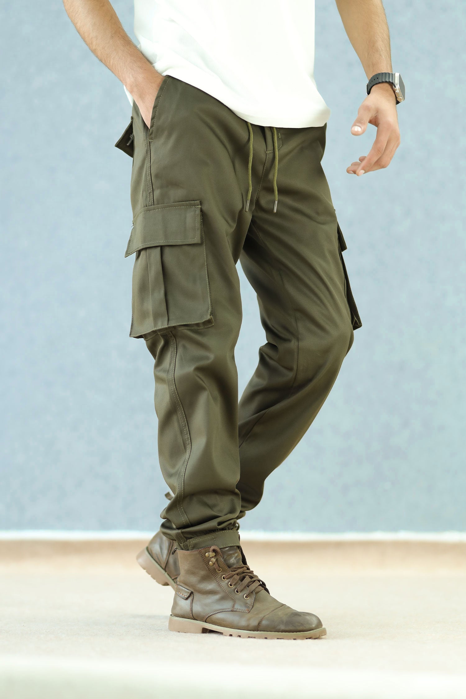 Turbo Vintage Grip Signature Imp Cotton Cargo Trouser In Camo Green