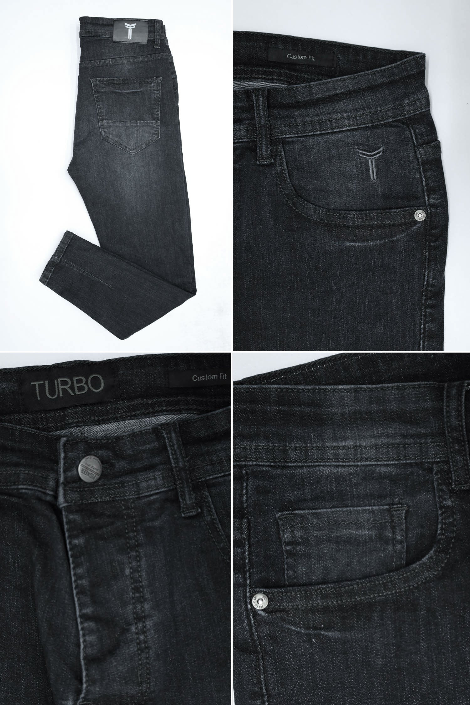 Light Faded Turbo Ankle Fit Jeans In Charcoal Grey