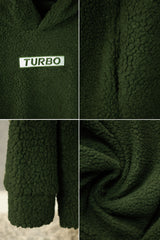 Turbo Cozy Imported Sherpa-Lined Hoodie In Camo Green